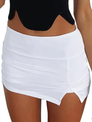Women's High Waist Mini Bodycon Skirt Short Wrap Skirt