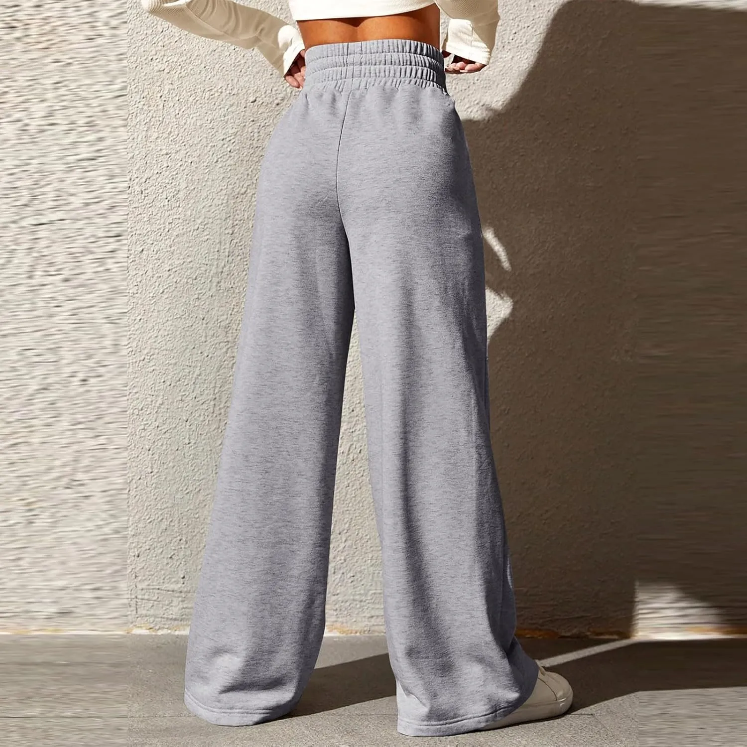 Womens High Waisted Sweatpants Trendy Workout Active Joggers Pants Baggy Lounge Bottoms Drawstring Wide Leg Pants