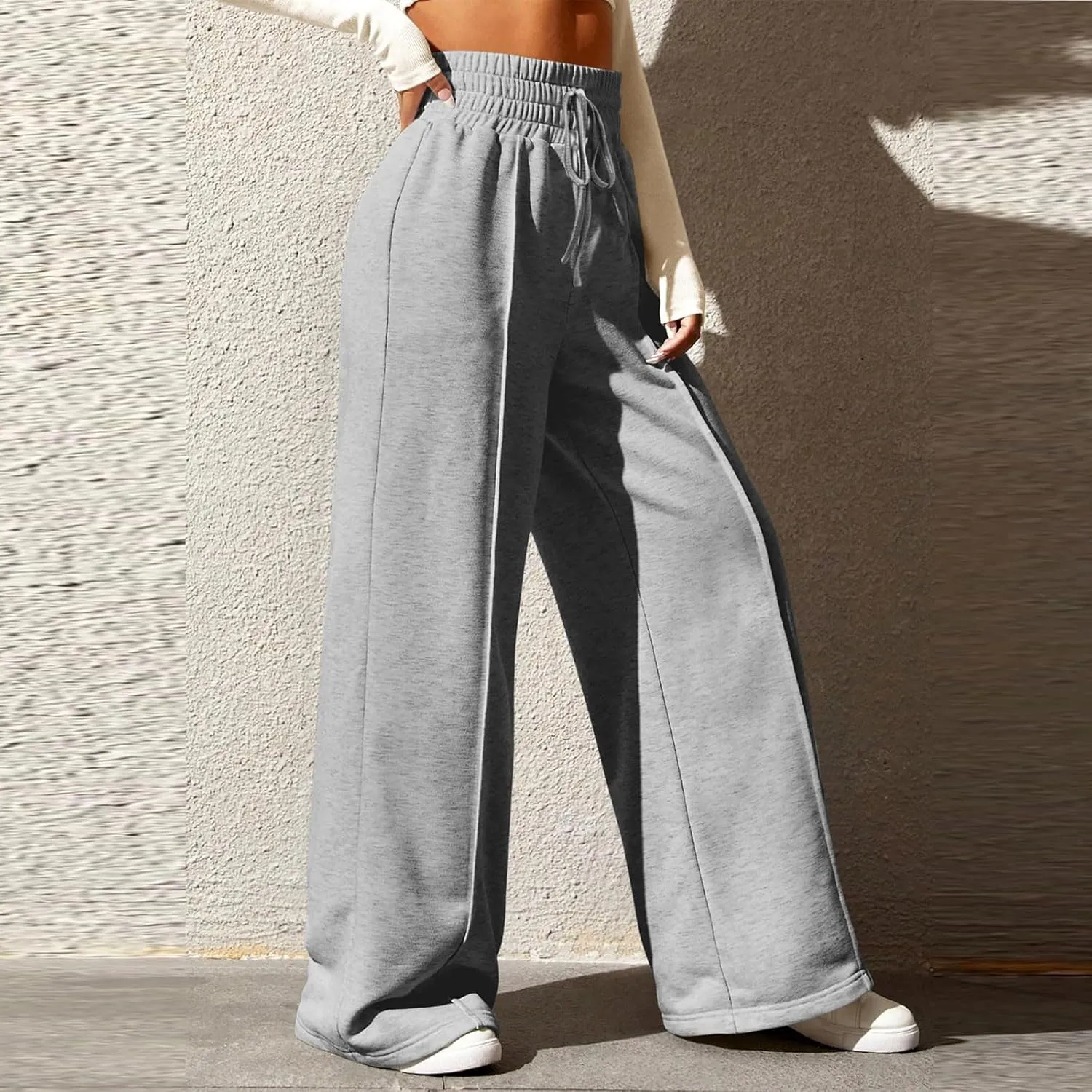 Womens High Waisted Sweatpants Trendy Workout Active Joggers Pants Baggy Lounge Bottoms Drawstring Wide Leg Pants