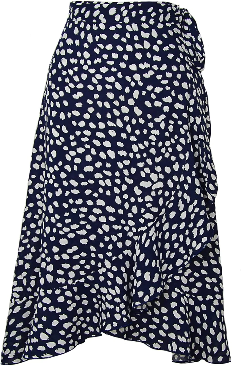 Women's High Waisted Wrap Ruffle Hem Split Midi Skirt