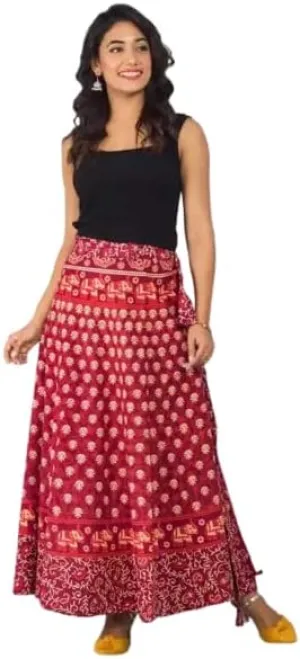 Women's Indian Cotton Wrap Skirts Boho Long Skirt Handmade Wrap Skirt