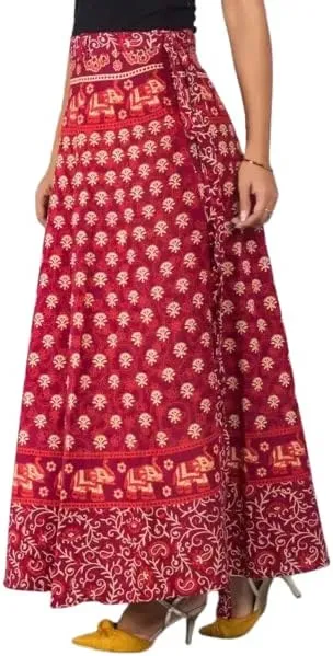 Women's Indian Cotton Wrap Skirts Boho Long Skirt Handmade Wrap Skirt