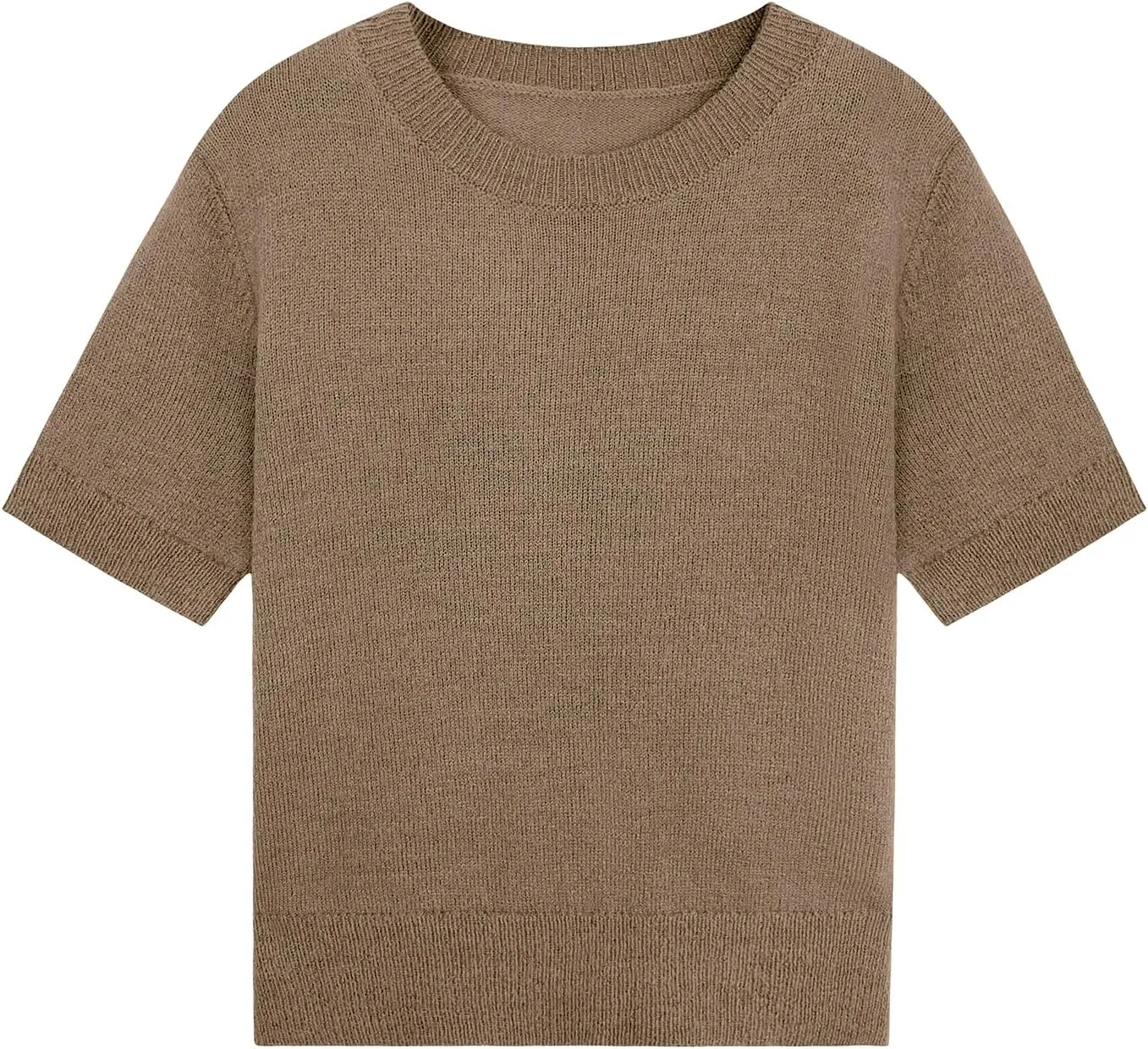 Womens Lightweight Slim Fit Cropped Short Sleeve Sweater Spring 2025 Outfits Crewneck Thin Sheer Knit T-Shirt Top