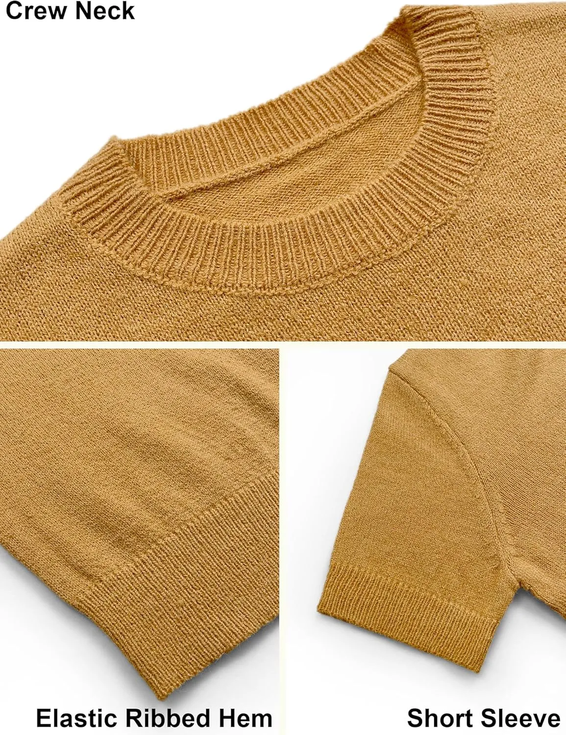 Womens Lightweight Slim Fit Cropped Short Sleeve Sweater Spring 2025 Outfits Crewneck Thin Sheer Knit T-Shirt Top