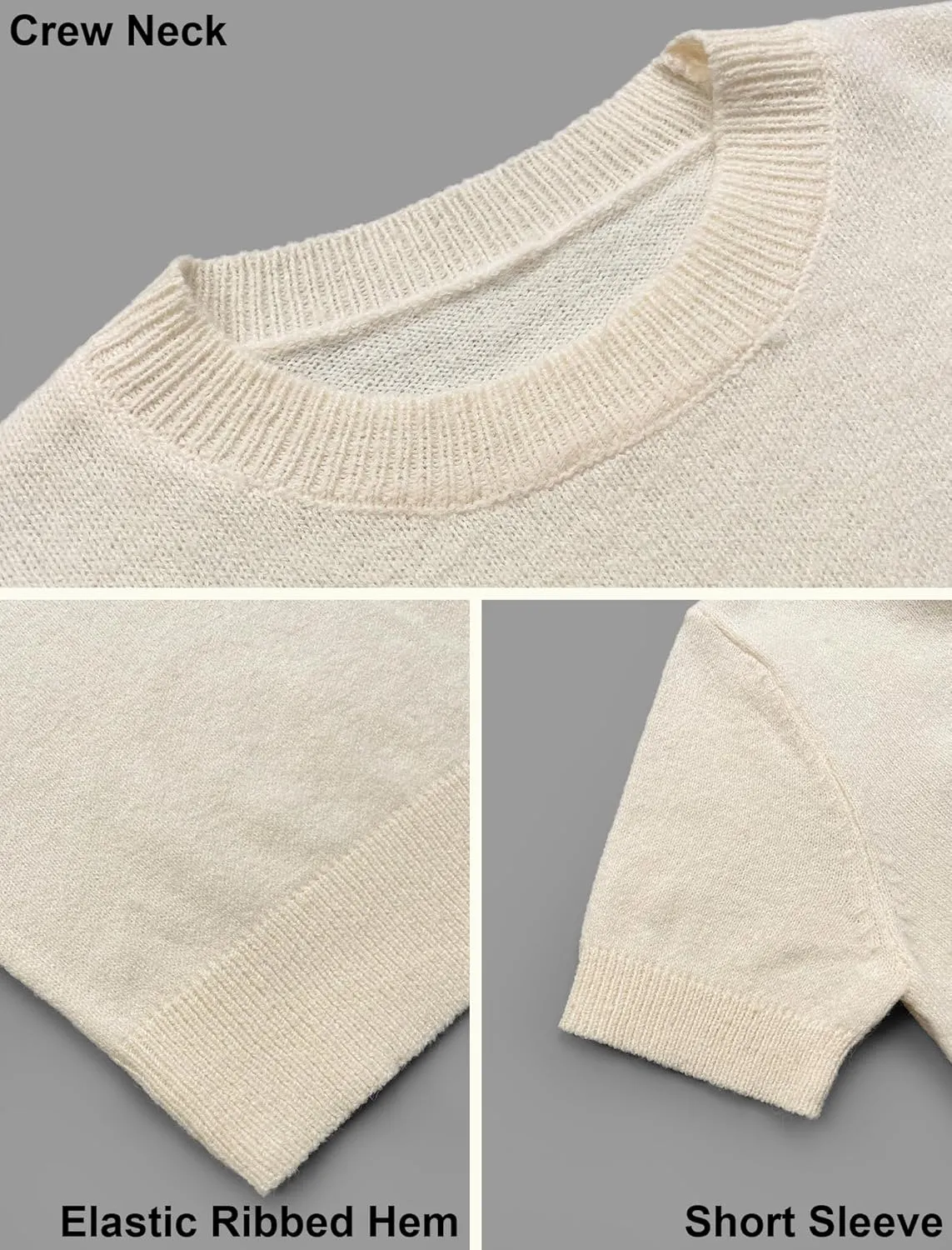 Womens Lightweight Slim Fit Cropped Short Sleeve Sweater Spring 2025 Outfits Crewneck Thin Sheer Knit T-Shirt Top