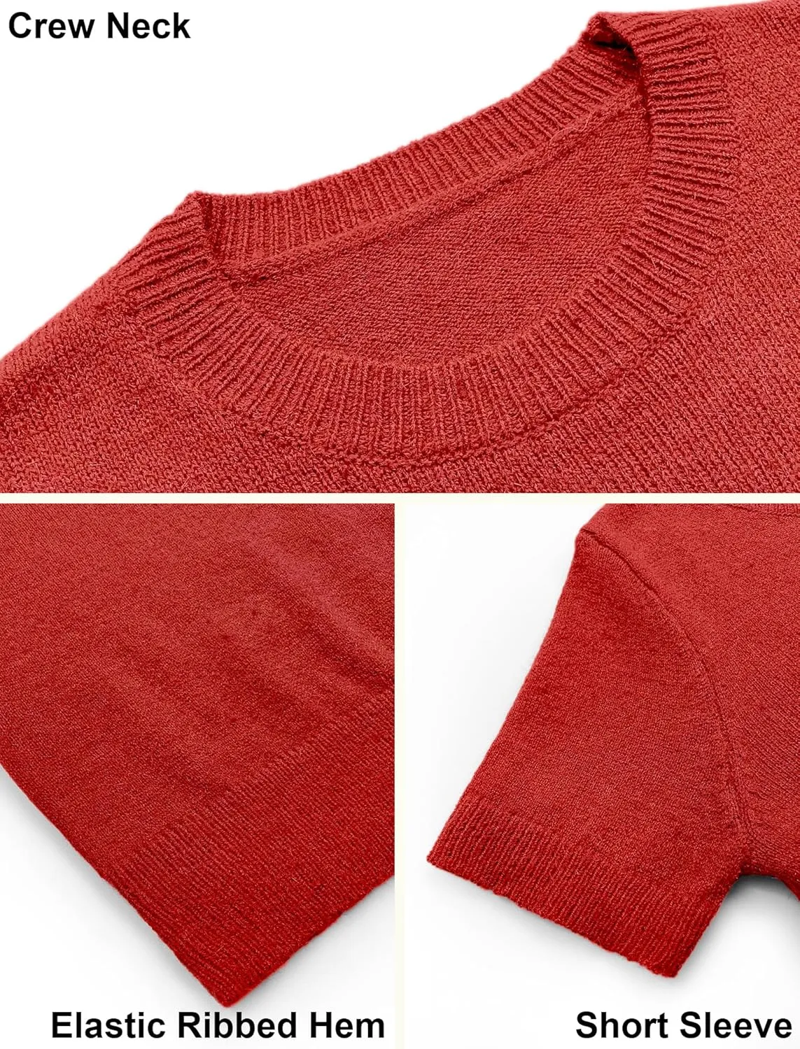 Womens Lightweight Slim Fit Cropped Short Sleeve Sweater Spring 2025 Outfits Crewneck Thin Sheer Knit T-Shirt Top