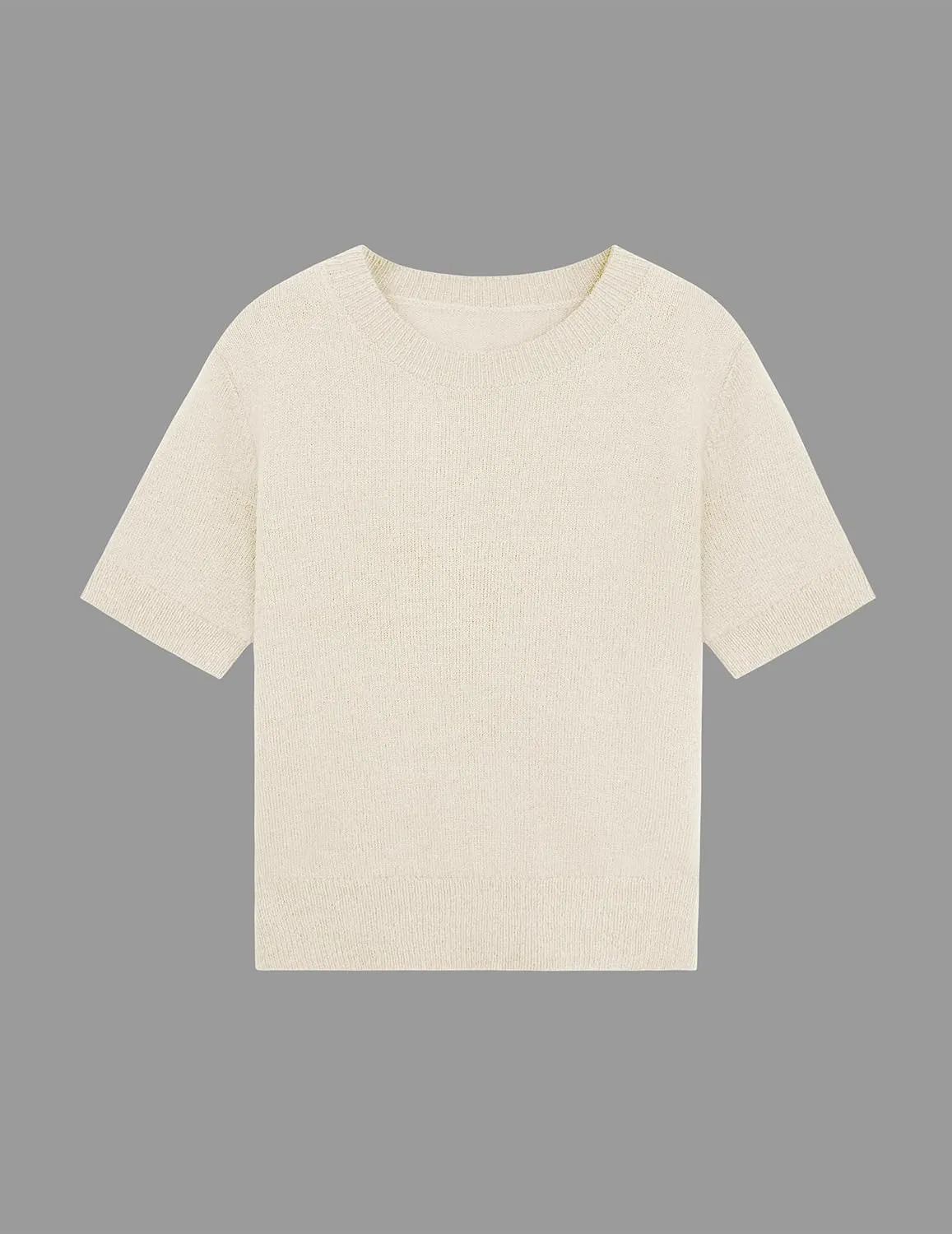 Womens Lightweight Slim Fit Cropped Short Sleeve Sweater Spring 2025 Outfits Crewneck Thin Sheer Knit T-Shirt Top