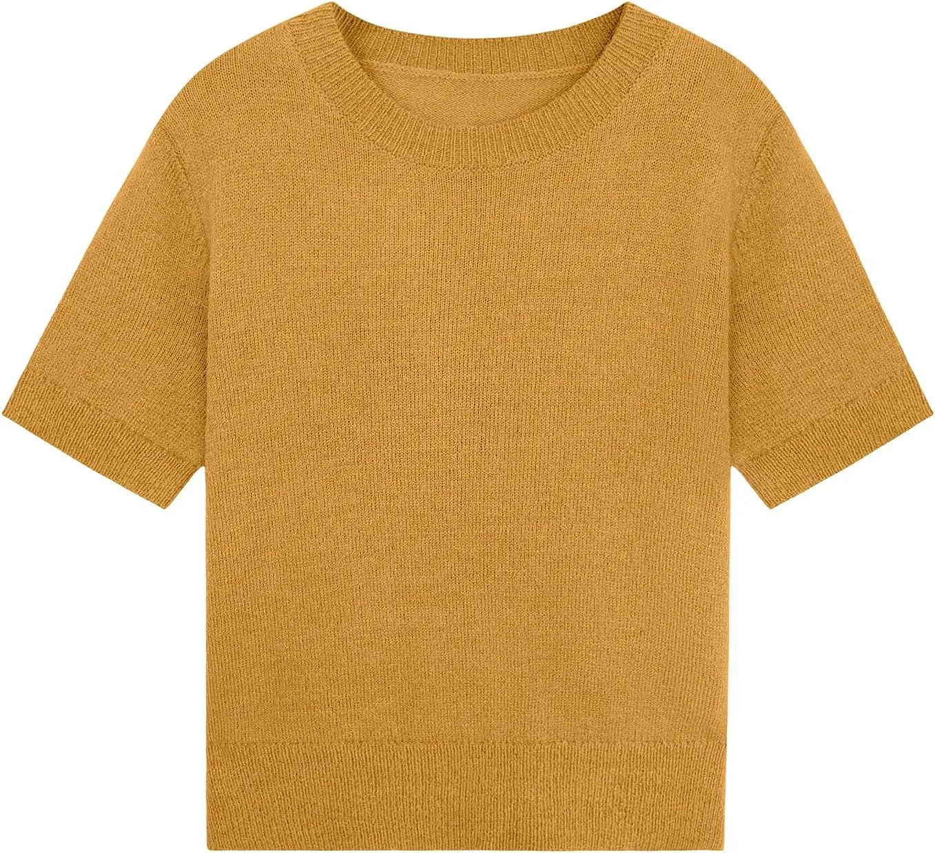 Womens Lightweight Slim Fit Cropped Short Sleeve Sweater Spring 2025 Outfits Crewneck Thin Sheer Knit T-Shirt Top