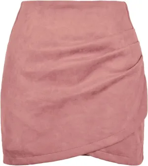 Women's Mid Waist Corduroy A-line Slim Fit Mini Skirt Autumn Winter Faux Suede Bodycon Short Pleated Skirt