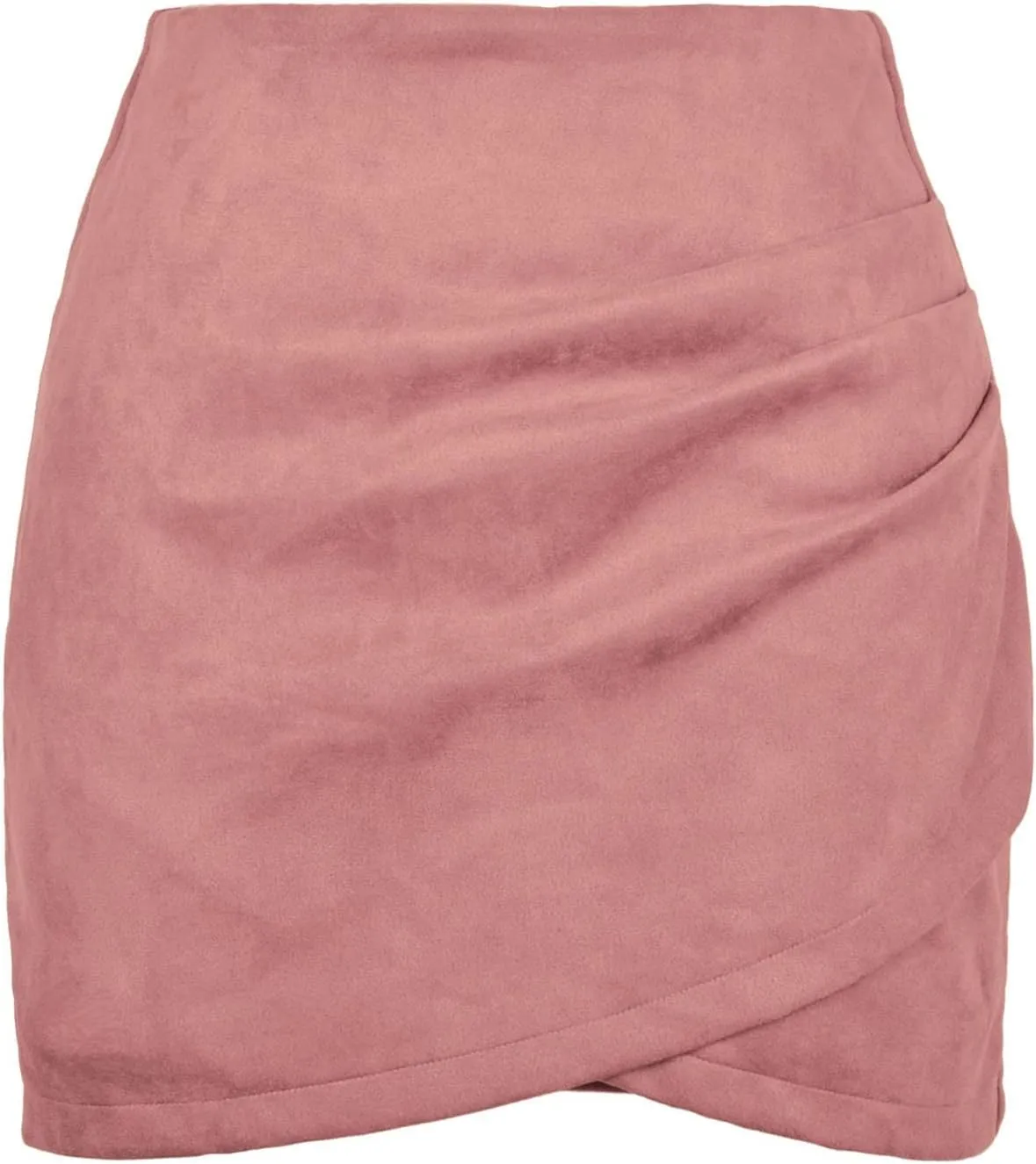 Women's Mid Waist Corduroy A-line Slim Fit Mini Skirt Autumn Winter Faux Suede Bodycon Short Pleated Skirt