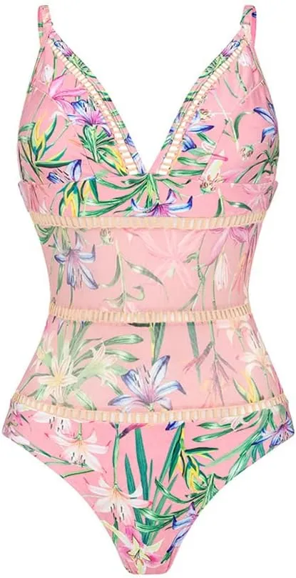 Women's One Piece Swimsuit with Cover up Wrap Skirt Floral Sarong Tummy Control Beach Bikini Set Bathing Suit