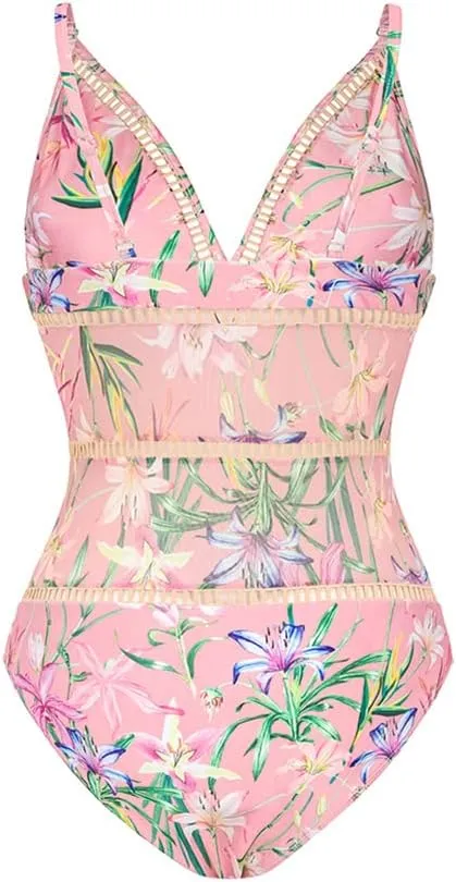 Women's One Piece Swimsuit with Cover up Wrap Skirt Floral Sarong Tummy Control Beach Bikini Set Bathing Suit