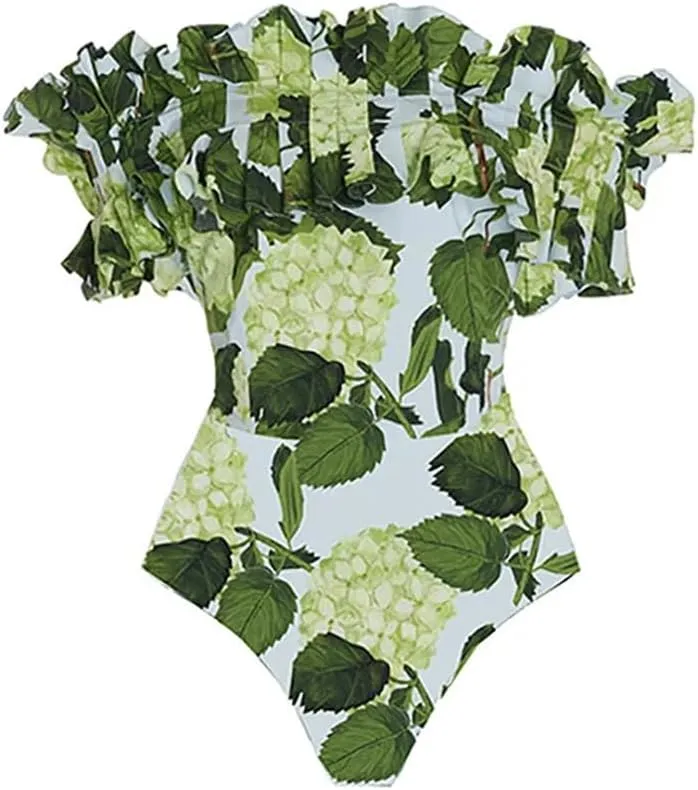 Women's One Piece Swimsuit with Cover up Wrap Skirt Floral Sarong Tummy Control Beach Bikini Set Bathing Suit
