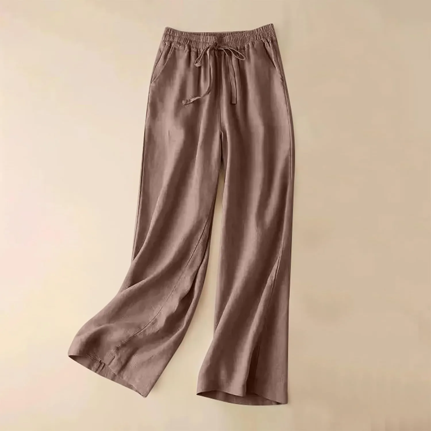 Women's Pants, Cotton Linen Wide Leg Pants High Waisted Straight Pant Palazzo