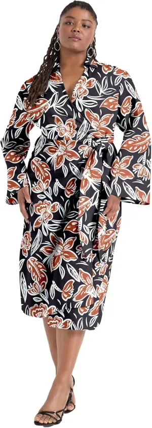 Women's Plus Size Midi Wrap Dress