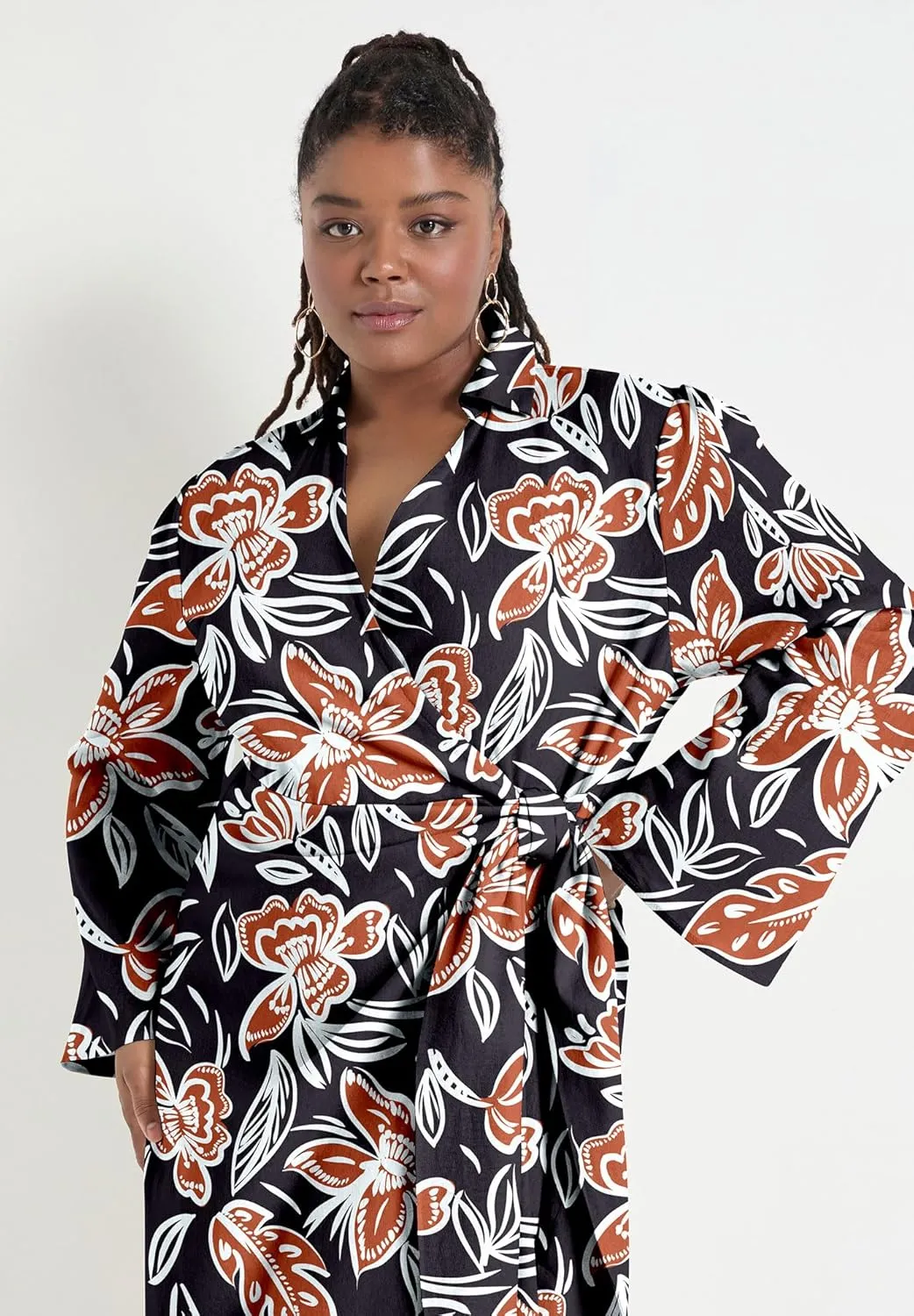Women's Plus Size Midi Wrap Dress