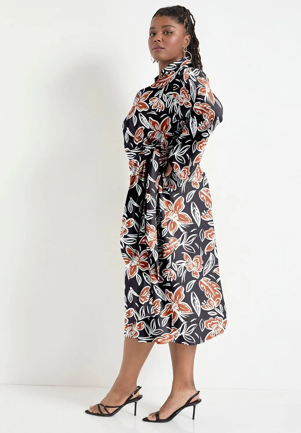 Women's Plus Size Midi Wrap Dress