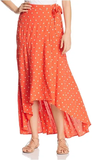 Womens Red Floral Maxi Wrap Skirt 4