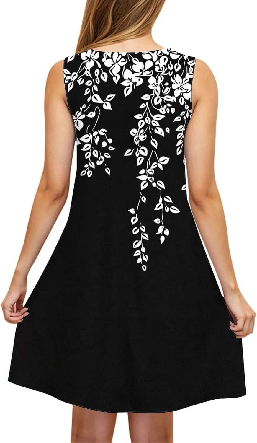 Womens Sleeveless Beach Dresses Trendy Swimsuit Cover Ups Vacation Dresses Floral Swing Mini Dress Flowy Dresses