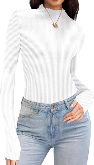 Womens Slim Fitted Crop Shirts Basic Round Neck Solid Long Sleeve Top Going Out Workout Tunic Dressy Casual Blouses