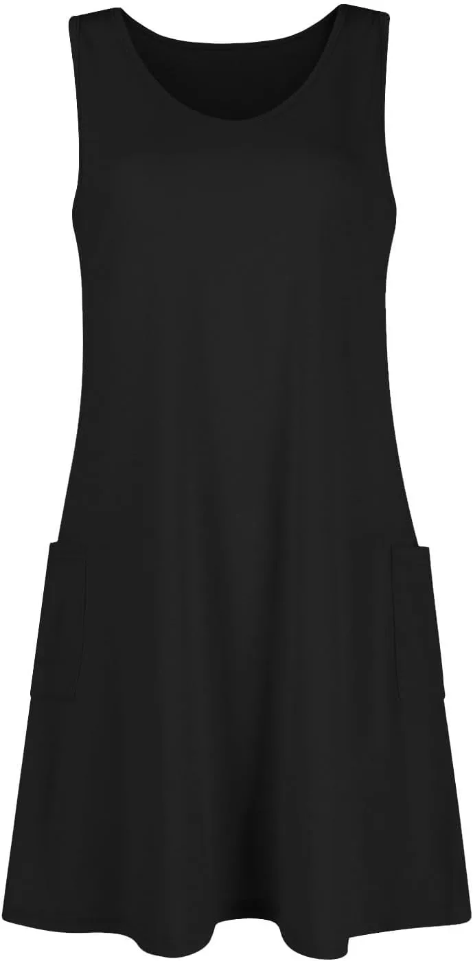 Womens Summer Dresses 2025 Loose V Neck Sleeveless Sundresses Swimsuit Coverup with Pockets