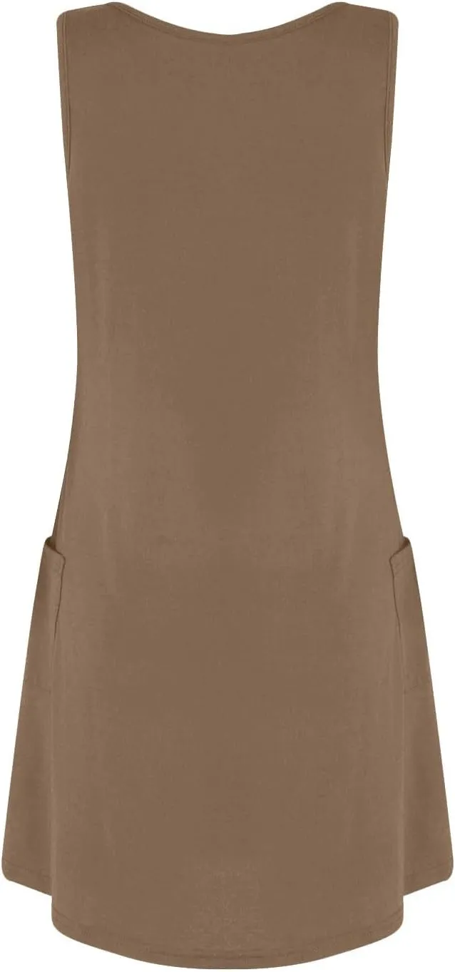 Womens Summer Dresses 2025 Loose V Neck Sleeveless Sundresses Swimsuit Coverup with Pockets