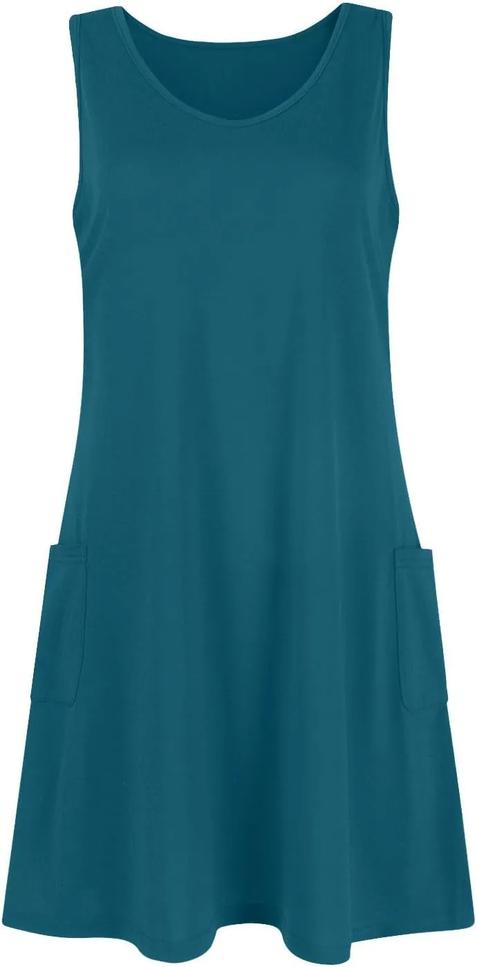 Womens Summer Dresses 2025 Loose V Neck Sleeveless Sundresses Swimsuit Coverup with Pockets