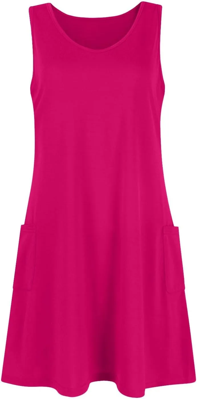 Womens Summer Dresses 2025 Loose V Neck Sleeveless Sundresses Swimsuit Coverup with Pockets