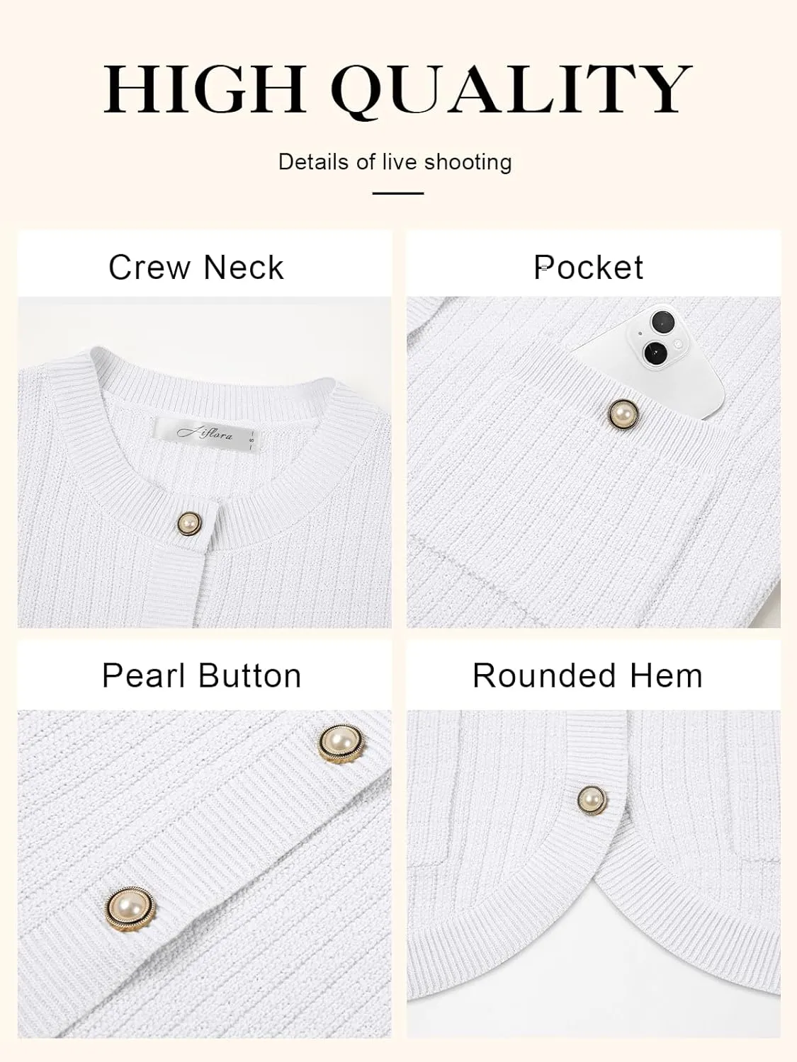 Women's Summer Short Sleeve Cardigans Cropped Tweed Blazers Button Up Knitted Sweater Jacket for Dress with Pockets