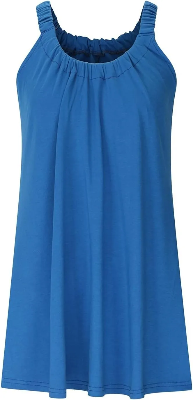 Womens Summer Sundresses 2025 Trendy Casual Loose Crew Neck Sleeveless Boho Beach Swimsuit Coverup Resort Wear