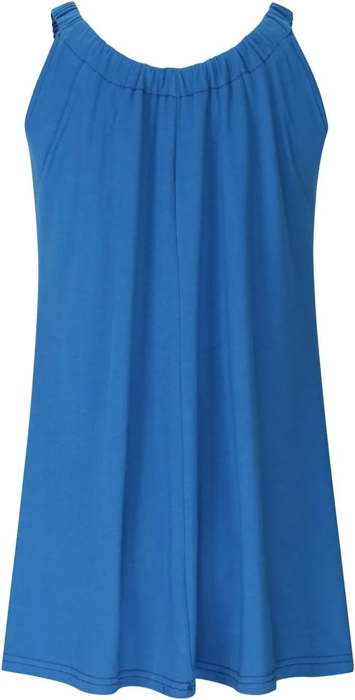 Womens Summer Sundresses 2025 Trendy Casual Loose Crew Neck Sleeveless Boho Beach Swimsuit Coverup Resort Wear