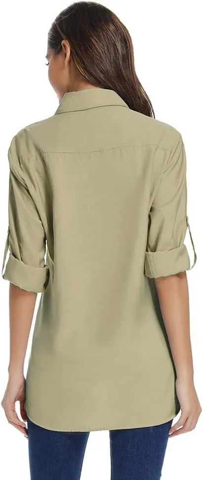 Women's UPF 50 Long Sleeve Sun Protection Shirts Quick Dry Outdoor Fishing Hiking Travel Shirt