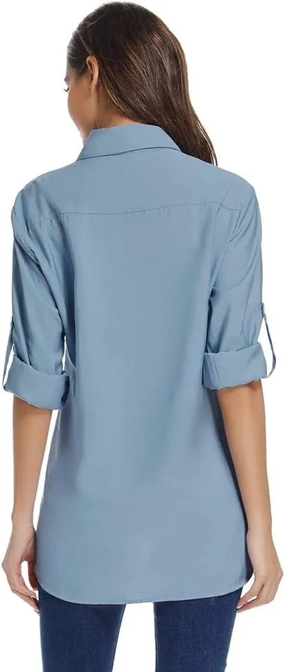 Women's UPF 50 Long Sleeve Sun Protection Shirts Quick Dry Outdoor Fishing Hiking Travel Shirt