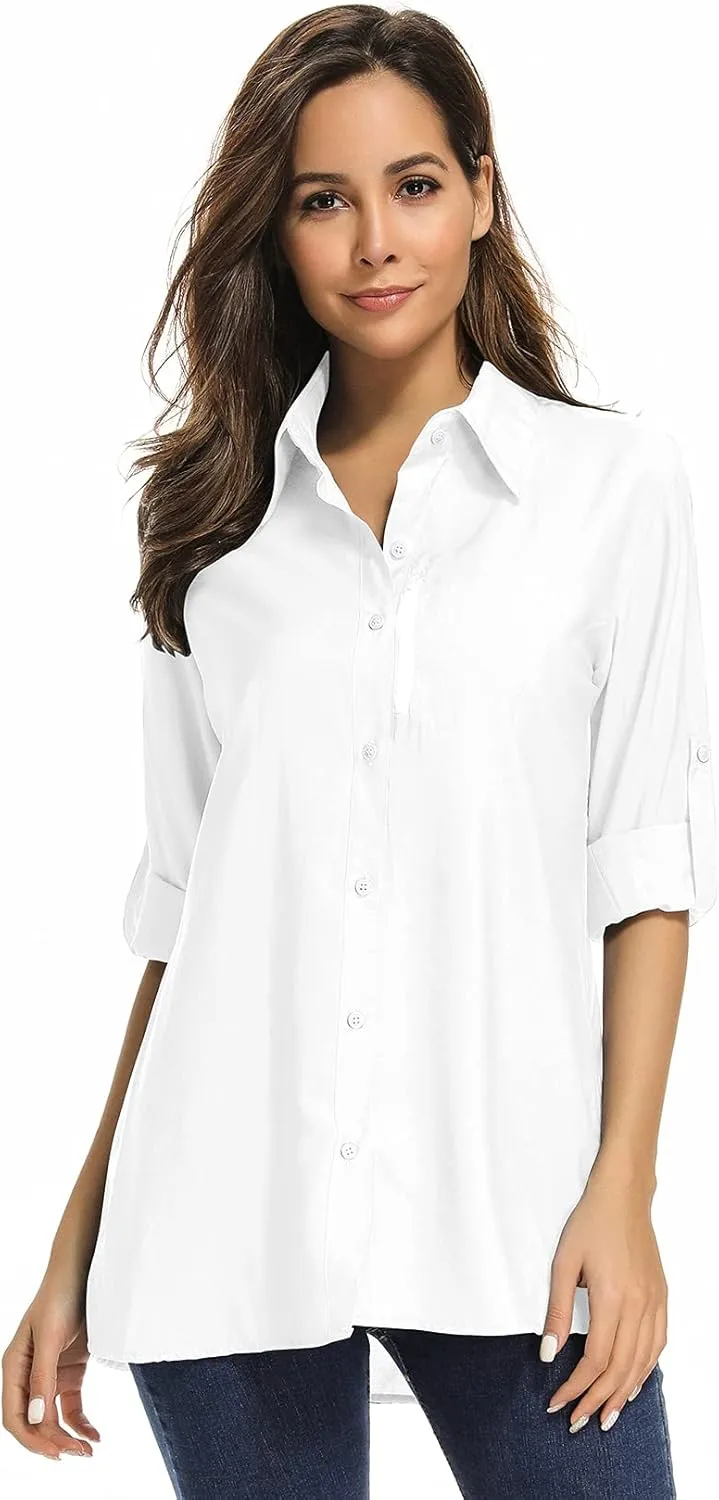 Women's UPF 50 Long Sleeve Sun Protection Shirts Quick Dry Outdoor Fishing Hiking Travel Shirt