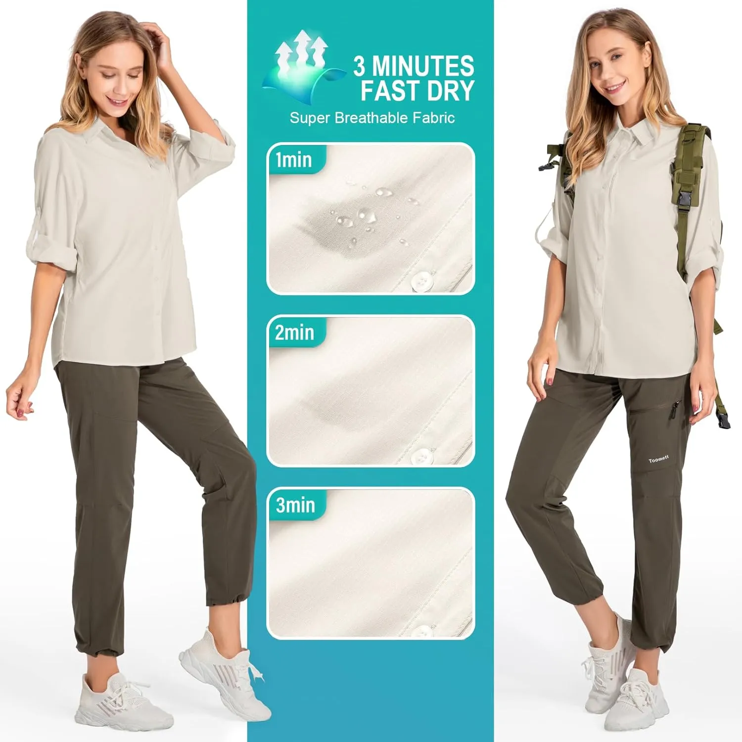 Women's UPF 50 Long Sleeve Sun Protection Shirts Quick Dry Outdoor Fishing Hiking Travel Shirt