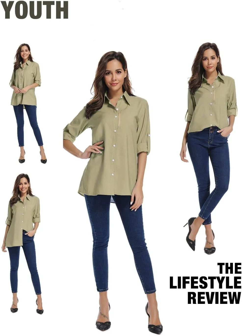 Women's UPF 50 Long Sleeve Sun Protection Shirts Quick Dry Outdoor Fishing Hiking Travel Shirt