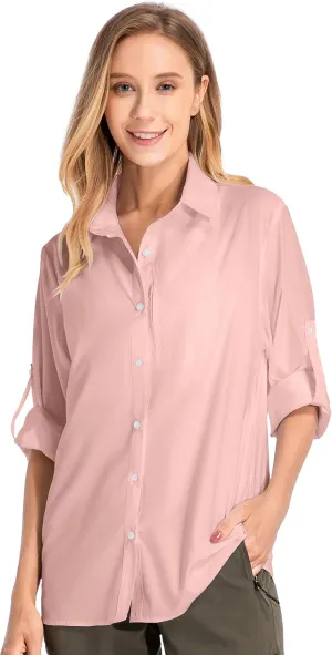 Women's UPF 50 Long Sleeve Sun Protection Shirts Quick Dry Outdoor Fishing Hiking Travel Shirt