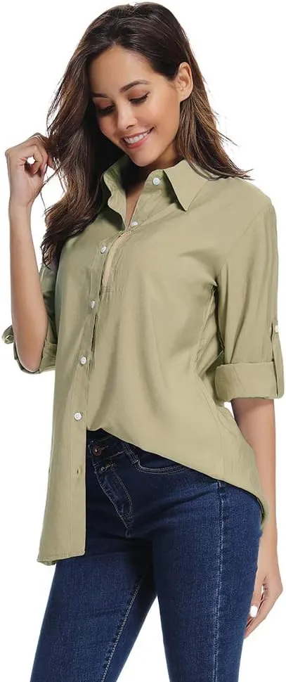 Women's UPF 50 Long Sleeve Sun Protection Shirts Quick Dry Outdoor Fishing Hiking Travel Shirt