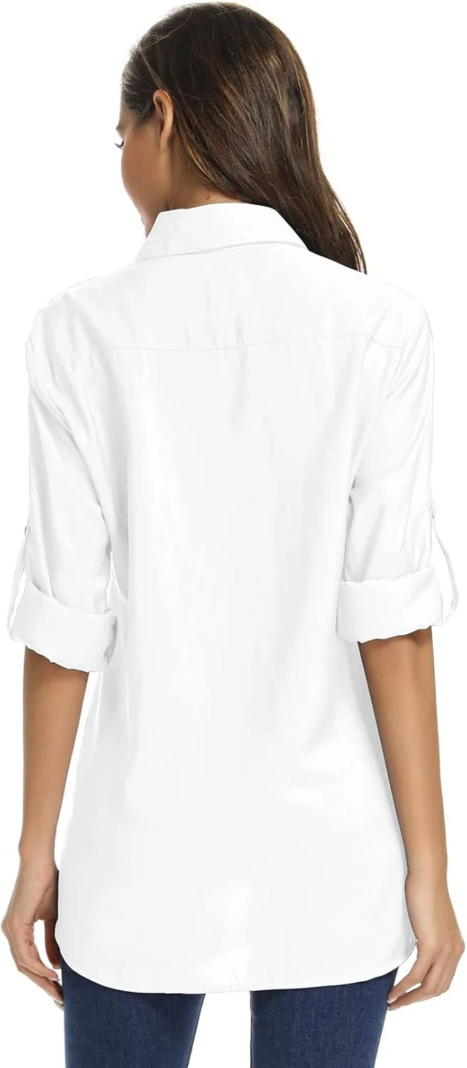 Women's UPF 50 Long Sleeve Sun Protection Shirts Quick Dry Outdoor Fishing Hiking Travel Shirt
