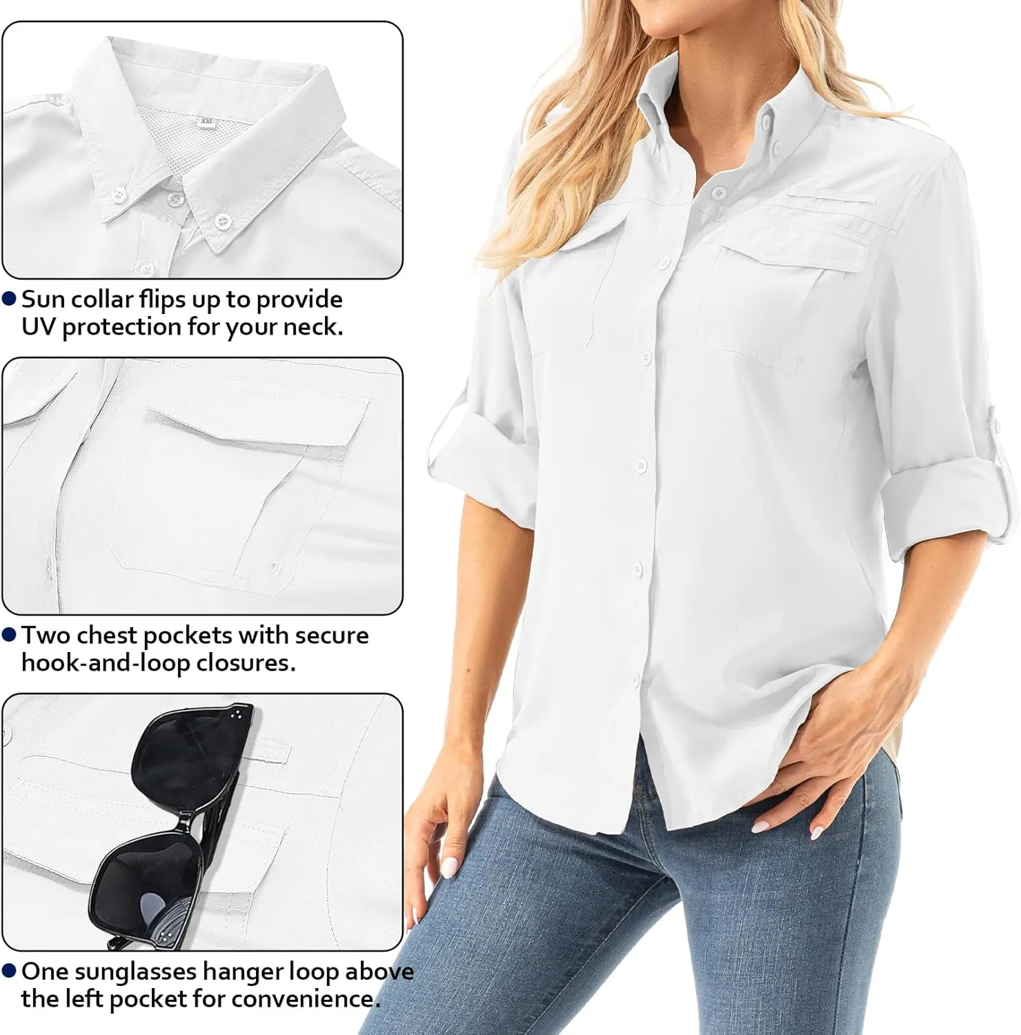 Women's UPF 50  Long Sleeve UV Shirts Sun Protection Outdoor Cool Quick Dry Fishing Hiking Safari Travel Gardening Shirts