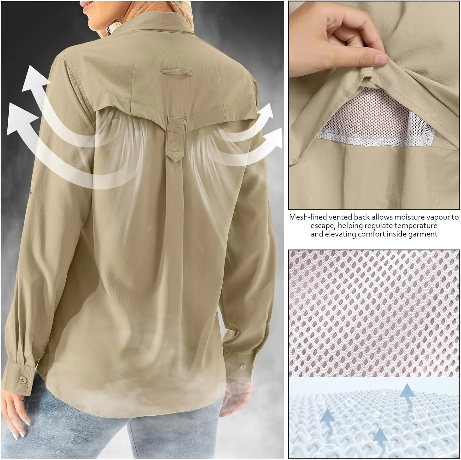 Women's UPF 50  Long Sleeve UV Shirts Sun Protection Outdoor Cool Quick Dry Fishing Hiking Safari Travel Gardening Shirts