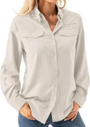 Women's UPF 50  Long Sleeve UV Shirts Sun Protection Outdoor Cool Quick Dry Fishing Hiking Safari Travel Gardening Shirts