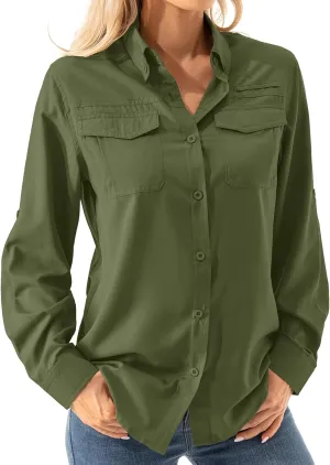 Women's UPF 50  Long Sleeve UV Shirts Sun Protection Outdoor Cool Quick Dry Fishing Hiking Safari Travel Gardening Shirts