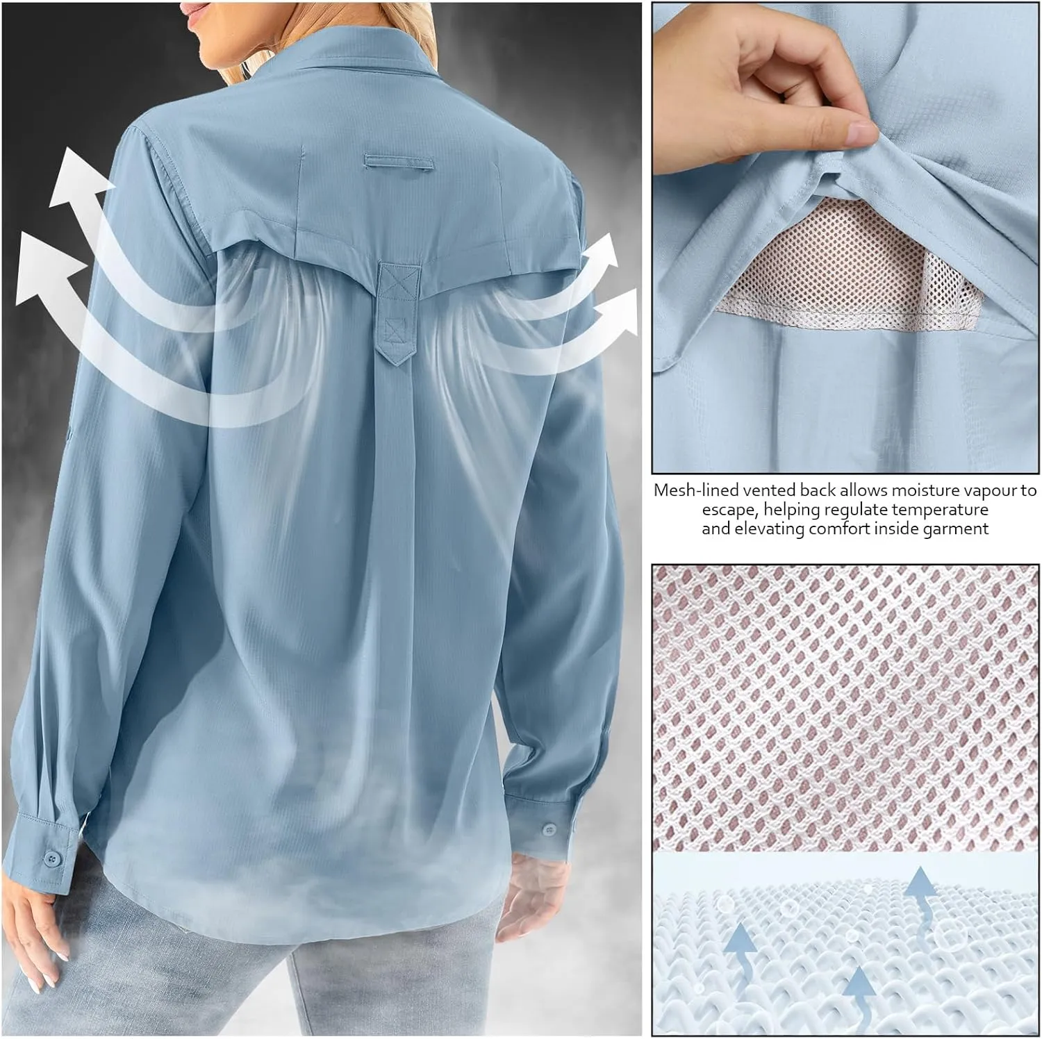Women's UPF 50  Long Sleeve UV Shirts Sun Protection Outdoor Cool Quick Dry Fishing Hiking Safari Travel Gardening Shirts