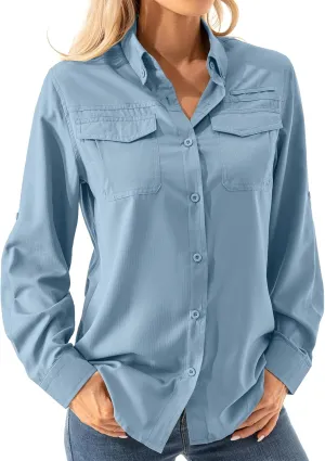 Women's UPF 50  Long Sleeve UV Shirts Sun Protection Outdoor Cool Quick Dry Fishing Hiking Safari Travel Gardening Shirts