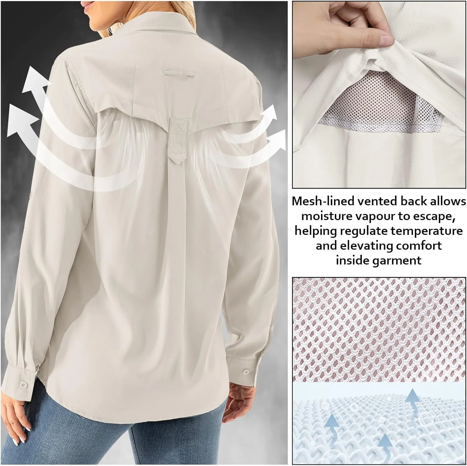 Women's UPF 50  Long Sleeve UV Shirts Sun Protection Outdoor Cool Quick Dry Fishing Hiking Safari Travel Gardening Shirts