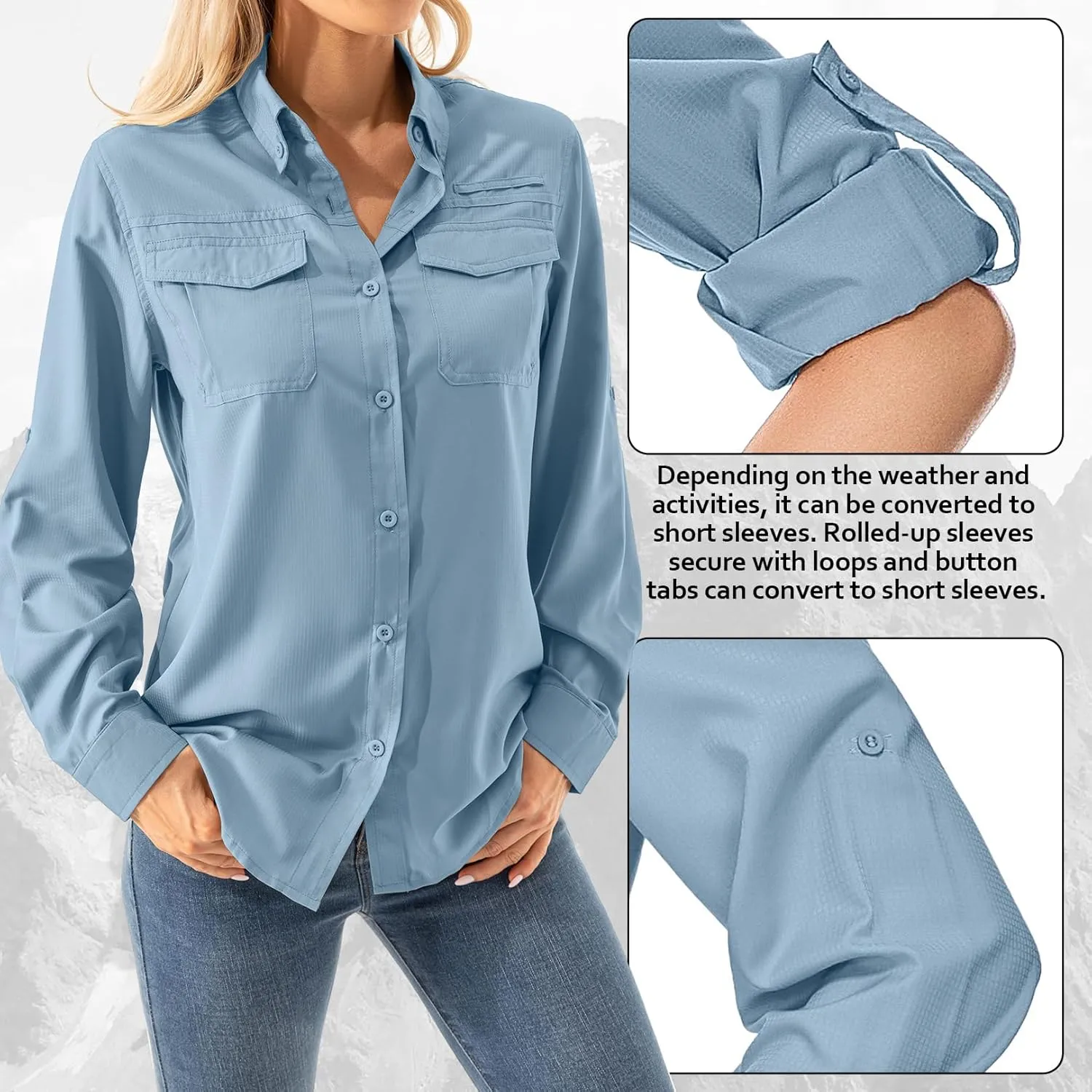 Women's UPF 50  Long Sleeve UV Shirts Sun Protection Outdoor Cool Quick Dry Fishing Hiking Safari Travel Gardening Shirts
