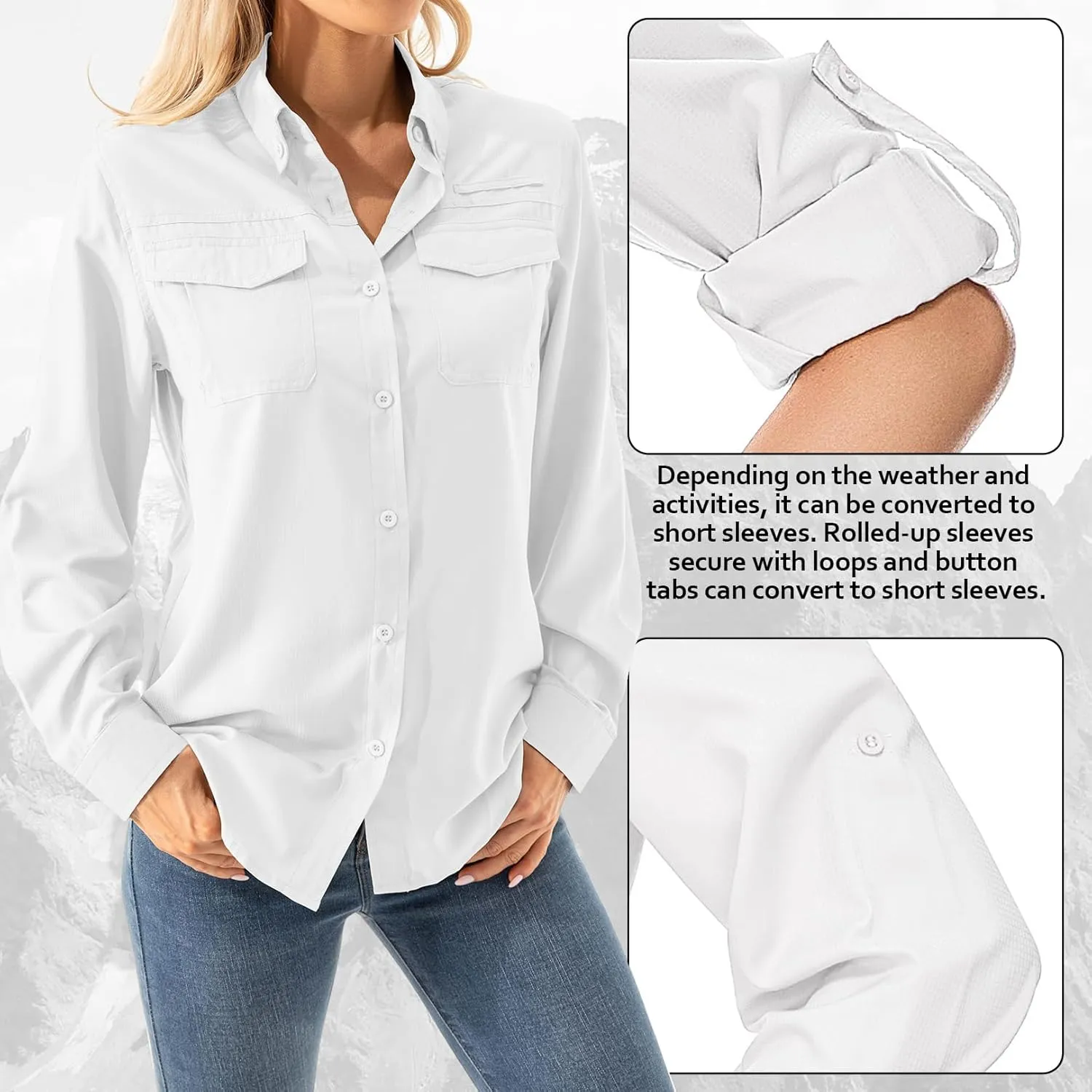Women's UPF 50  Long Sleeve UV Shirts Sun Protection Outdoor Cool Quick Dry Fishing Hiking Safari Travel Gardening Shirts