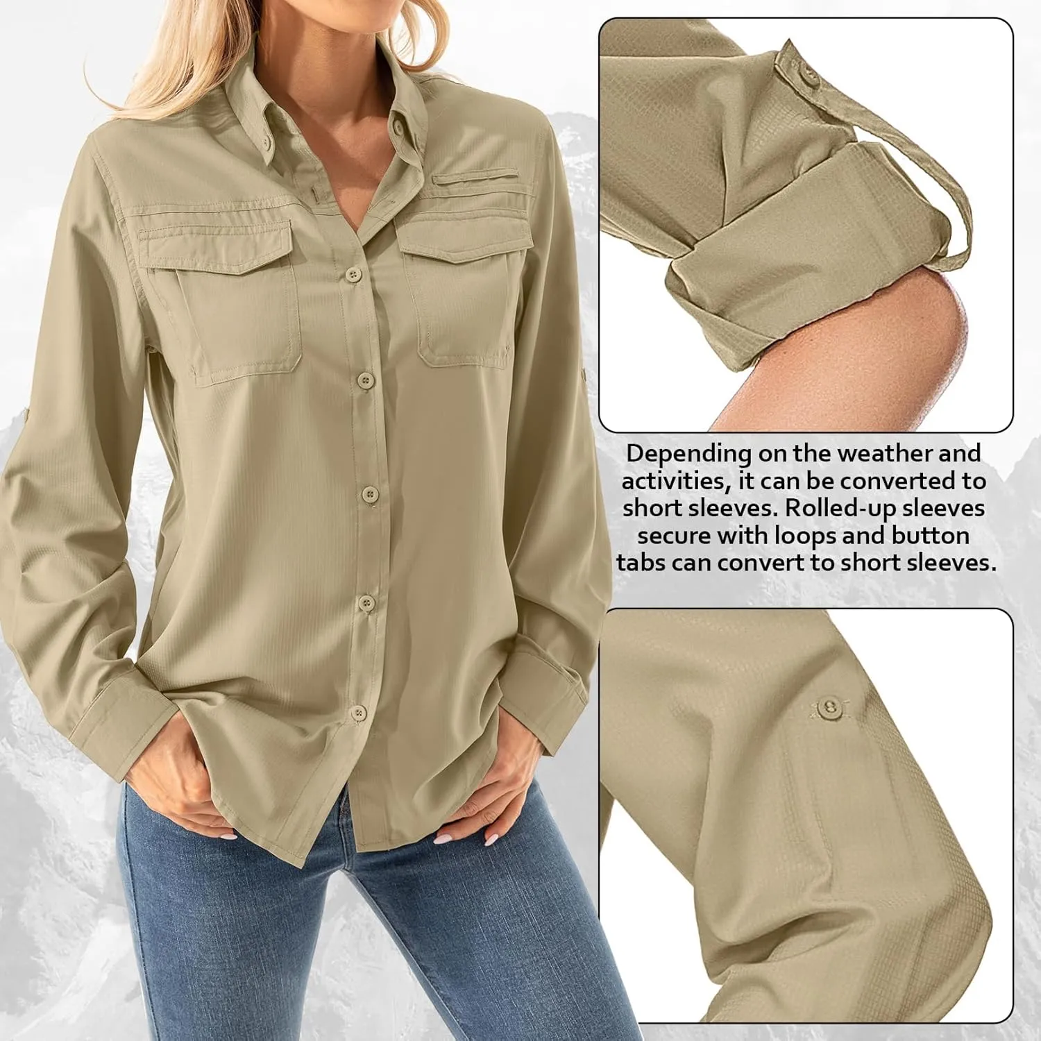 Women's UPF 50  Long Sleeve UV Shirts Sun Protection Outdoor Cool Quick Dry Fishing Hiking Safari Travel Gardening Shirts