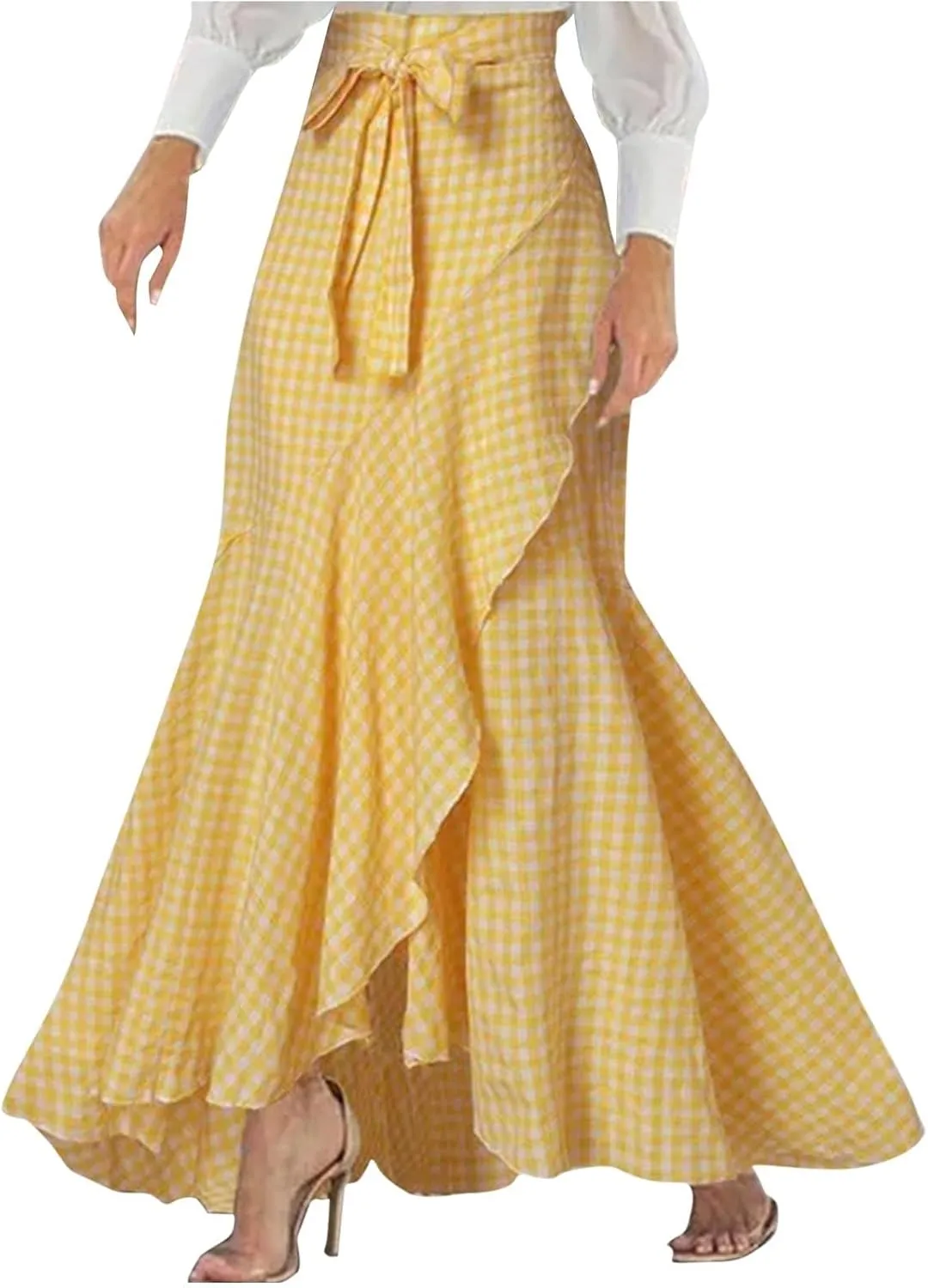 Womens Wrap High Cut Criss Cross Maxi Long Loose Fit Skorts for Women Dressy Skort 2025 Y2K